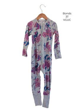 Bonds Wondersuit - Grey Purple Floral 3T Girls Clothing